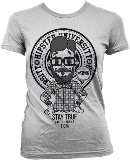 Dames Fun Tshirt -XL- Hipster University Wit