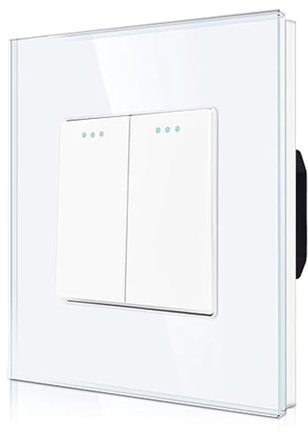 Moderne Lichtschakelaar met Dubbele Bediening, 2-voudig, Glas, Wit
