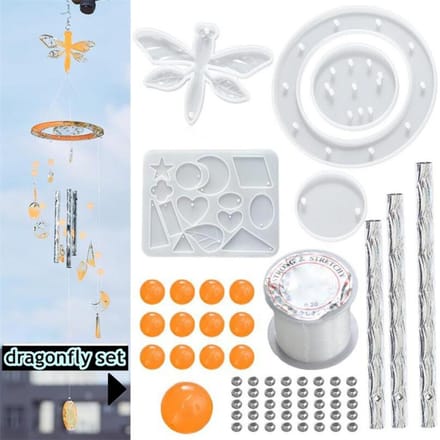Moule en résine époxy pour carillons éoliens, 6 Styles, pour ornement, bricolage dragonfly set white