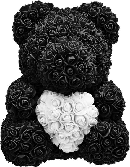 Luxe Rozenbeer - Zwart - 40 CM - Rose Bear - Rose Teddy - Valentijn - Moederdag - Rozen Teddy Beer