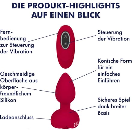 Rozen-anaalplug met LED-licht, 9,5 cm