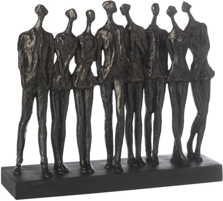 J-Line decoratie Figuur Op Voet 8 Mensen - polyresin - zwart - small