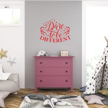 Muursticker - Dare To Be Different - 58 x 77 - Rood