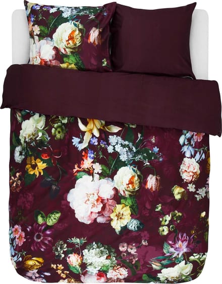 Essenza Fleur Dekbedovertrek Bordeauxrood - Lits-Jumeaux XL – 260x200/220 cm