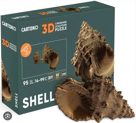CARTONIC- Shell- 3D Puzzel-Speelgoed- Puzzel-DIY- Creatief- Karton- Kinderen en volwassen- 3D- puzzel-Schelp