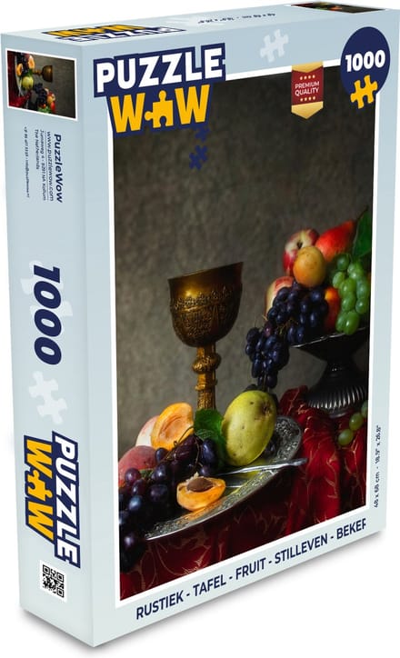 Puzzel Rustiek - Tafel - Fruit - Stilleven - Beker - Legpuzzel - Puzzel 1000 stukjes volwassenen