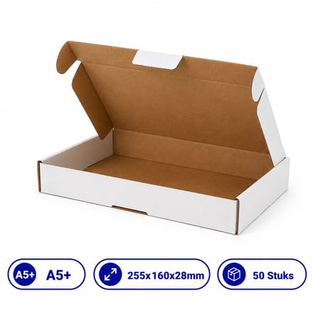 Brievenbusdoos A5+ - 50 Stuks - 255x160x28mm - Witte Verzenddozen van Golfkarton | Propacker