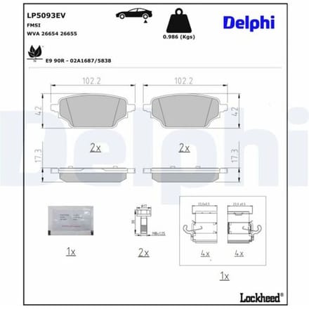 Remblokkenset, schijfrem DELPHI LP5093EV