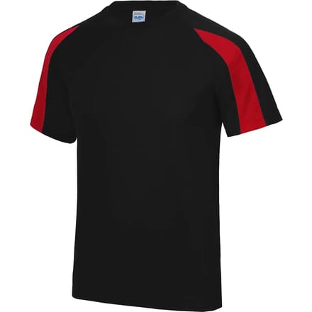 Just Cool Contrast Cool T JC003 - JET BLACK/FIRE RED - L