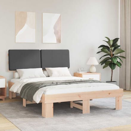 vidaXL - Bedframe - met - Gevoerde - Hoofdbord - Donkergrijs - 160 - x - 200 - cm