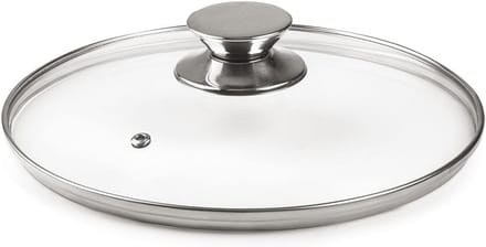 Glazen deksel met RVS knop - 20 cm