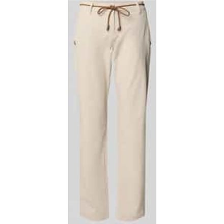 Broek van stof met bindceintuur en steekzakken