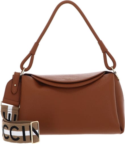 COCCINELLE Leren Schoudertas Eclyps Handbag Grained Leather Cuir Terracotta