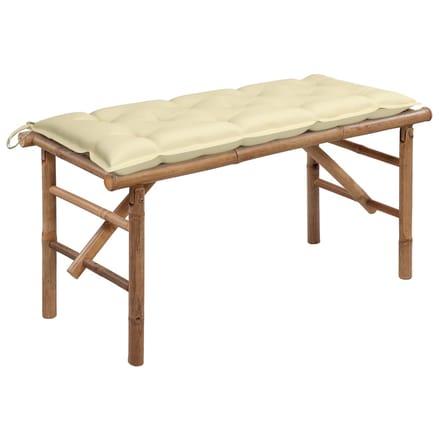 vidaXL - Tuinbank - inklapbaar - met - kussen - 118 - cm - bamboe