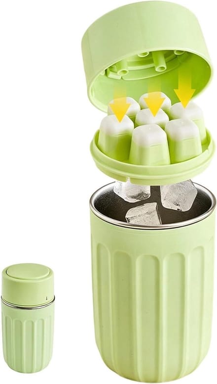 IJsblokjesmaker Beker - Herbruikbare IJsbeker - Dranken Koelen - Druk-ijs-release - 18.5 cm - Groen