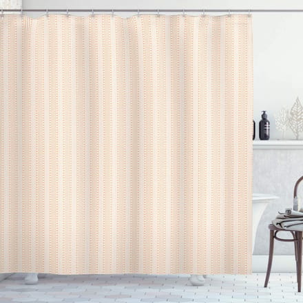 ABAKUHAUS Geometrisch Douchgordijn – Golven – 175x180 cm – Perzik/Wit
