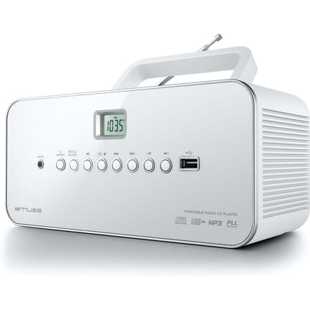 Muse M-28RDW - Draagbare radio/CD-/MP3-speler met USB, wit