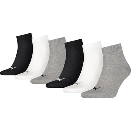 Puma Quarter Sokken Plain 6-pack Zwart / Wit / Grijs-39/42