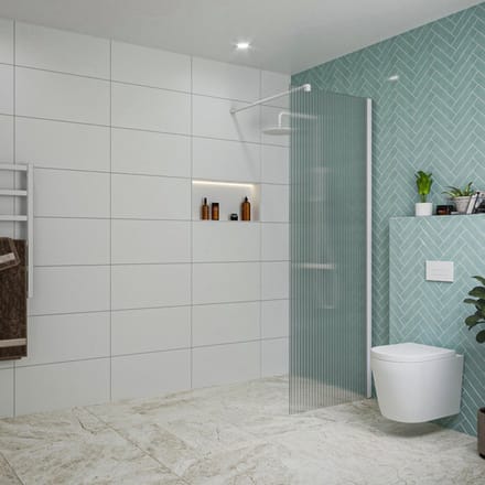 FugaFlow Eccelente Vetro inloopdouche badkamer - 70x200cm - ribbelglas - wandarm - mat wit