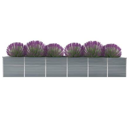 vidaXL - Plantenbak - verhoogd - 480x80x77 - cm - gegalvaniseerd - staal - grijs