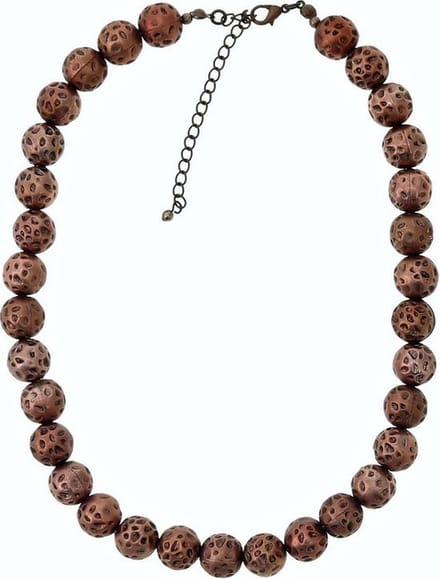 Behave - Kralen Ketting - Brons Oud Rosé Goud Kleur 43 cm - Mode Sieraad