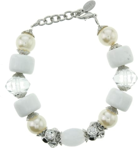 Behave - Armband - wit parel steen mix - chique stijl - nikkelvrij