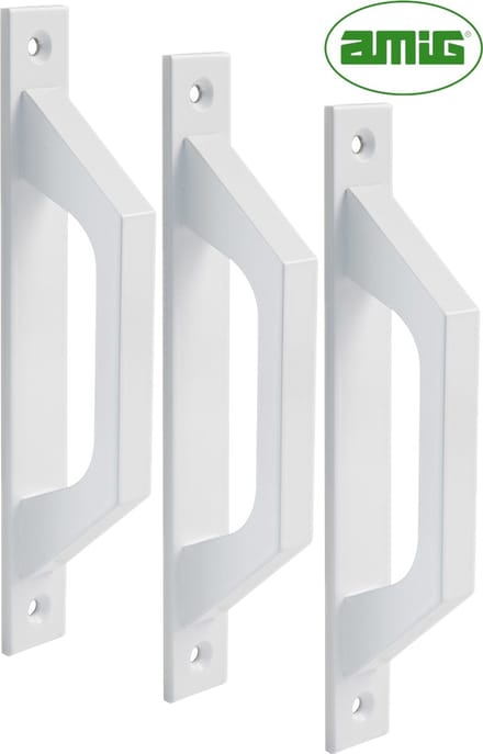 AMIG Deurgreep Schuifdeur – 198 x 25mm – Aluminium – Loftdeur - Wit - 3 Stuks