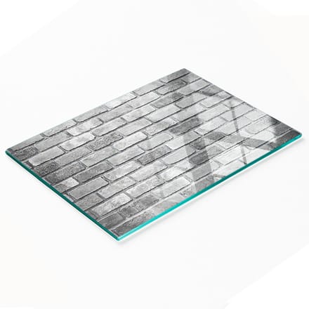 Keukenplank van gehard glas met decoratieve afbeelding van een bakstenen muur, 80x52 cm
