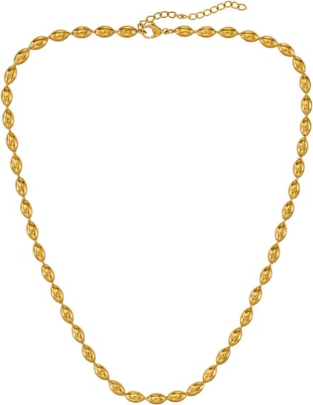 Traveller Ketting - Collier Dames - Edelstaal - Verguld - Ovale Druppels - 45+5 cm - 181311