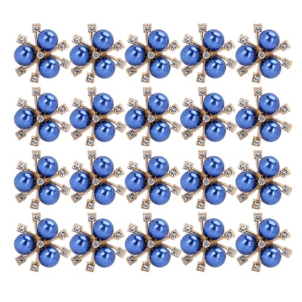 20 Pièces Fleur Perle Strass DIY Vêtement Manchette Broche Accessoires de Bijoux de ModeRouge bleu