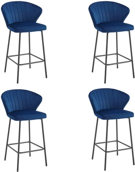 GATTA kruk - marineblauw fluweel / zwarte poten x 4