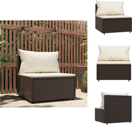vidaXL - Tuinmiddenbank - met - kussens - poly - rattan - bruin