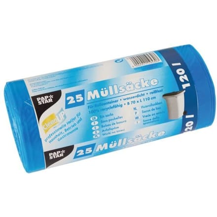 25 Industriezakken, HDPE 120 l 110 cm x 70 cm blauw