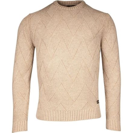 Baileys Trui Crew Neck Plated Large V-Shape Structure Knit Off White / male
