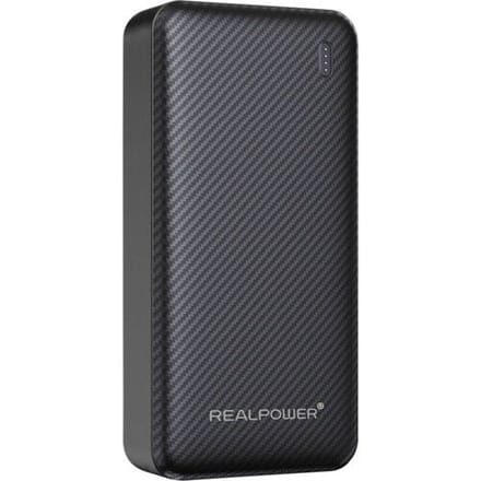 RealPower Powerbank 20.000 mAh Quick Charge, USB PD USB-A, USB-C Zwart