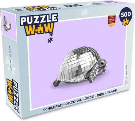 Puzzel Schildpad - Discobal - Disco - Dier - Paars - Legpuzzel - Puzzel 500 stukjes