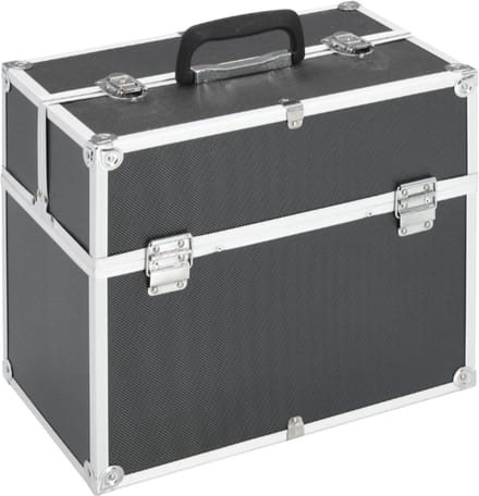 Make-up koffer 37x24x35 cm aluminium zwart