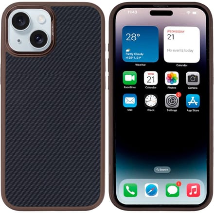 Rixus Mag Carbon With MagSafe For Apple iPhone 15 Plus Brown