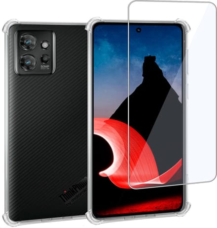 Geschikt voor Motorola ThinkPhone - Hoesje + Screenprotector – Gehard Glas Cover + Shock Proof Case - Transparant