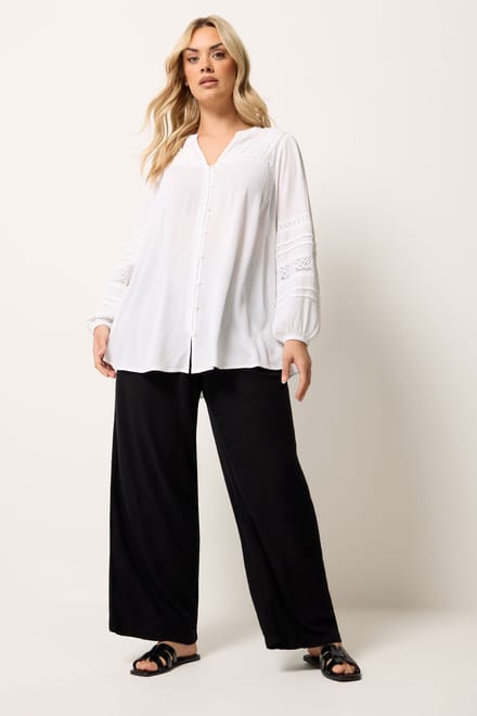 Yours Witte Gehaakte Blouse Met Inkeping In De Hals Size 46