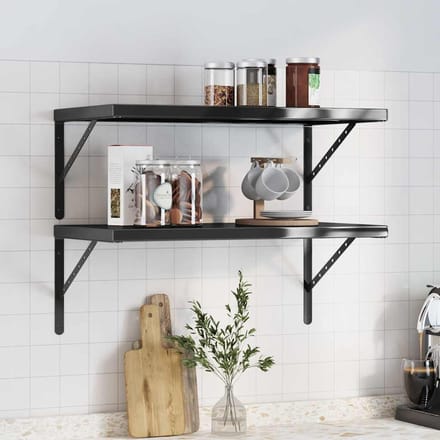 vidaXL - Wandschappen - 2 - st - 75x40 - cm - roestvrijstaal - zwart