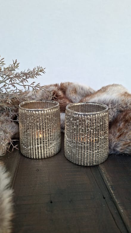 Mix en Match - Waxinelichthouder - Set 2 stuks - Goud - Glas - 9x8cm