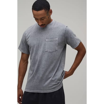 Essentieel Gewassen Regular Fit T-shirt Met Borstzak | Light Grey | Size Large
