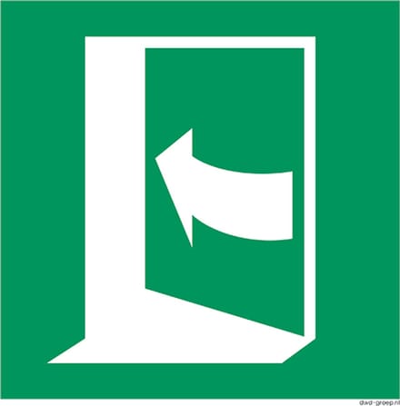 Deur links duwen sticker 200x200 mm - vinyl - ISO 7010 E022