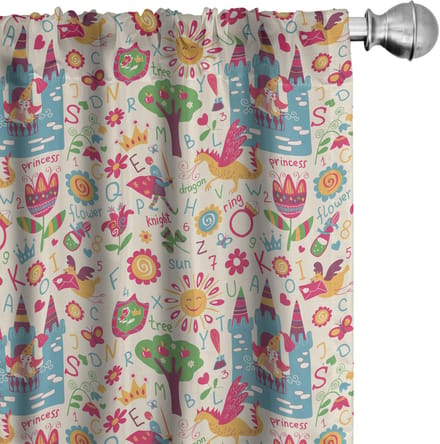 ABAKUHAUS Kindergordijnen – 2x75x175 cm – Multicolor, halfdonker, Microvezel