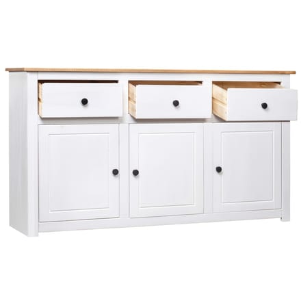vidaXL - Dressoir - Panama - Range - 135x40x80 - cm - massief - grenenhout - wit