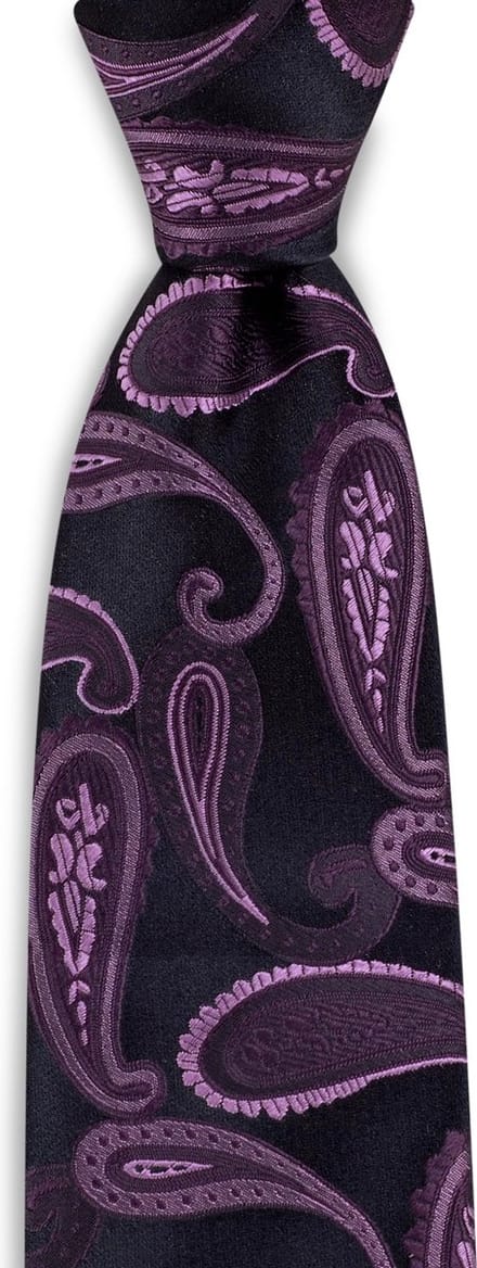 We Love Ties - Stropdassen - Stropdas Soft Paisley - zwart / lila