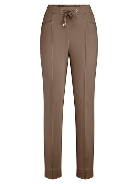 Enkellange jersey Slim Fit-broek Van Peter Hahn bruin