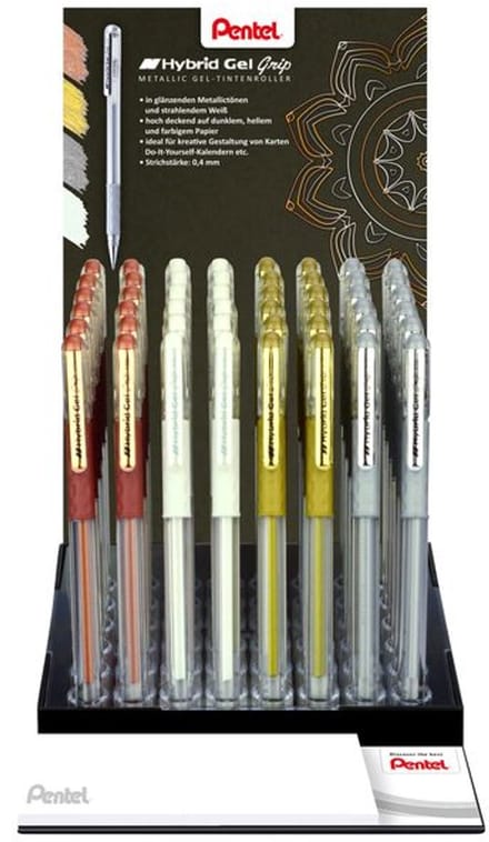 Gelschrijver Pentel K118 Grip medium assorti 4 kleuren | 48 stuks