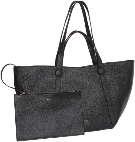 abro schoudertas shopper Leather Tekla Shopper Cosmo Black / Gold zwart